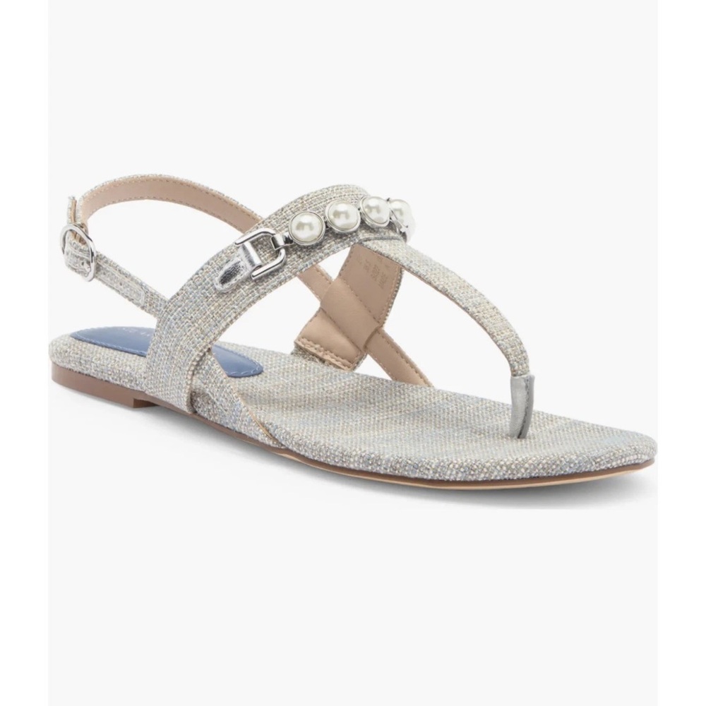 Stuart Weitzman Silver Pearl-Embellished Sandals
